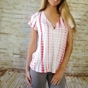 Tie dye Key Hole Neckline T-shirt